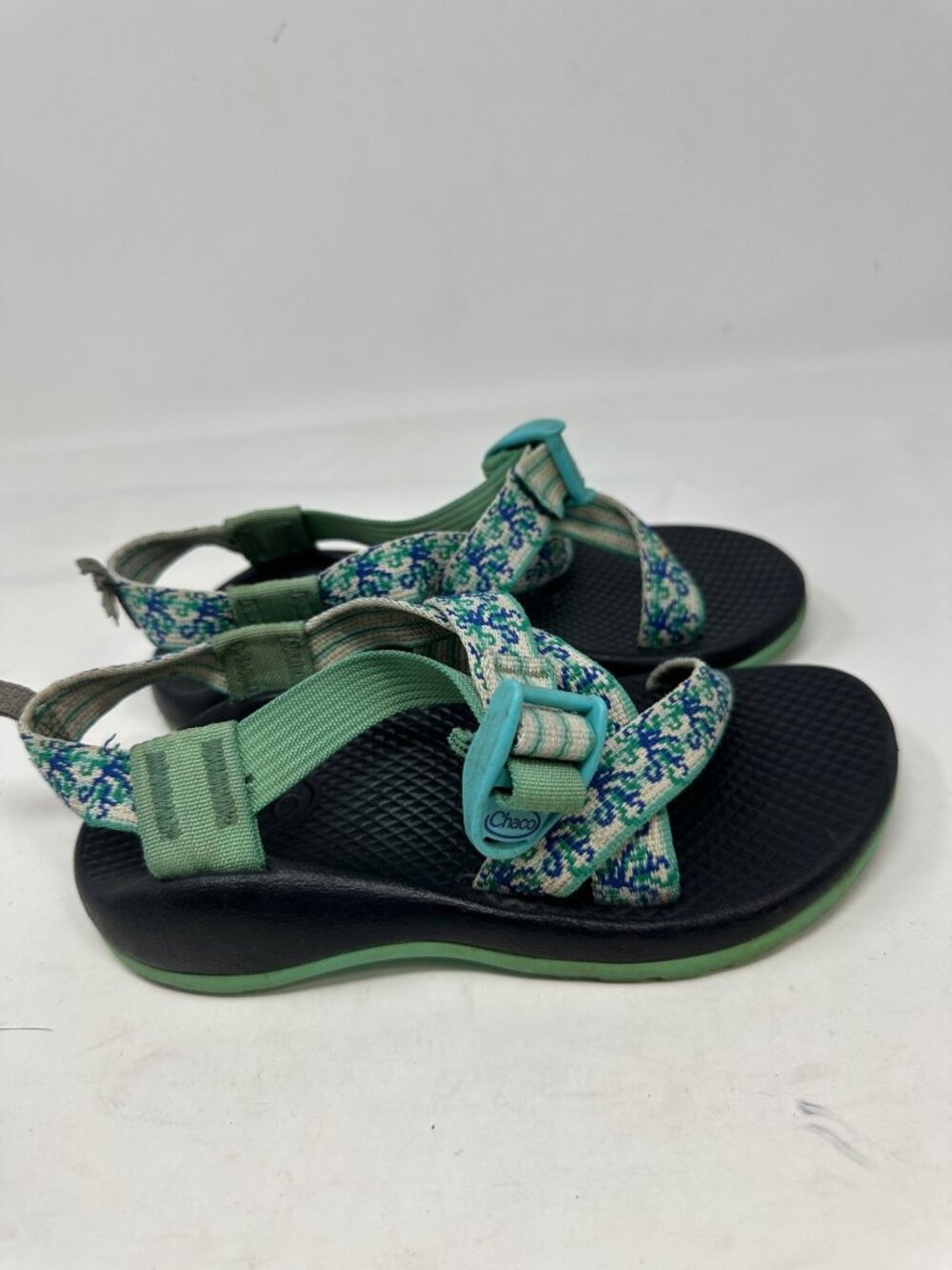 Chaco Kids Z/1 Classic Sport Sandals Size 1 Green Blue Hiking Water Shoes